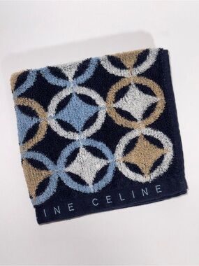 Vintage CELINE Geometric Terry Towel Handkerchief Washcloth EUC